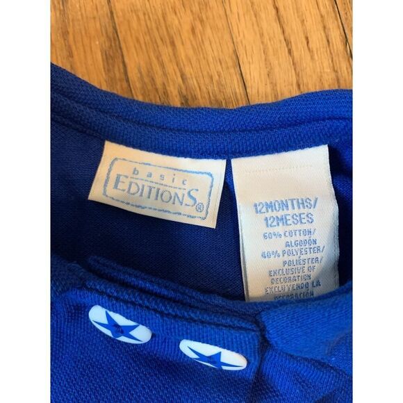 VTG 80s 90s Basic Editions Navy Blue Sailor Dress Nautical Buttons 12 mo Star - Picture 6 of 8